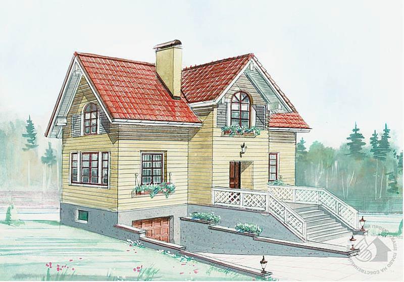 Трехуровневый коттедж из бруса