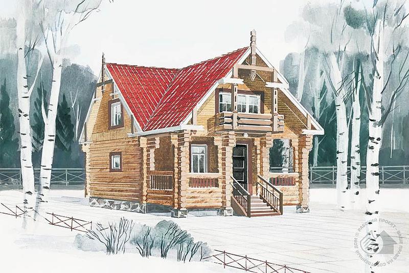 Бревенчатая баня с бассейном