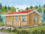 Бревенчатая баня с террасой - 1
