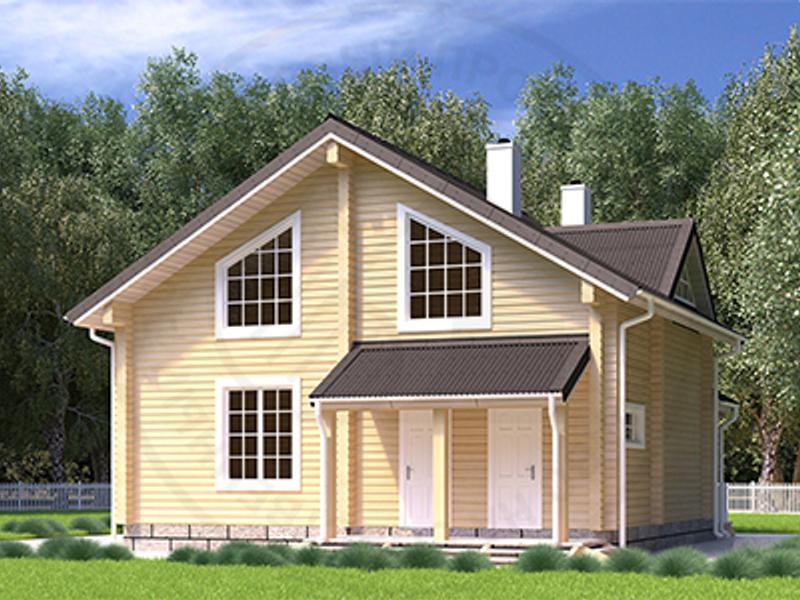 Одноэтажныйый коттедж с жилой мансардой из профилированного бруса - изображение 1