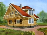 Бревенчатый дом с эркером - 1