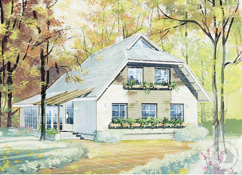 Кирпичный коттедж с мансардой