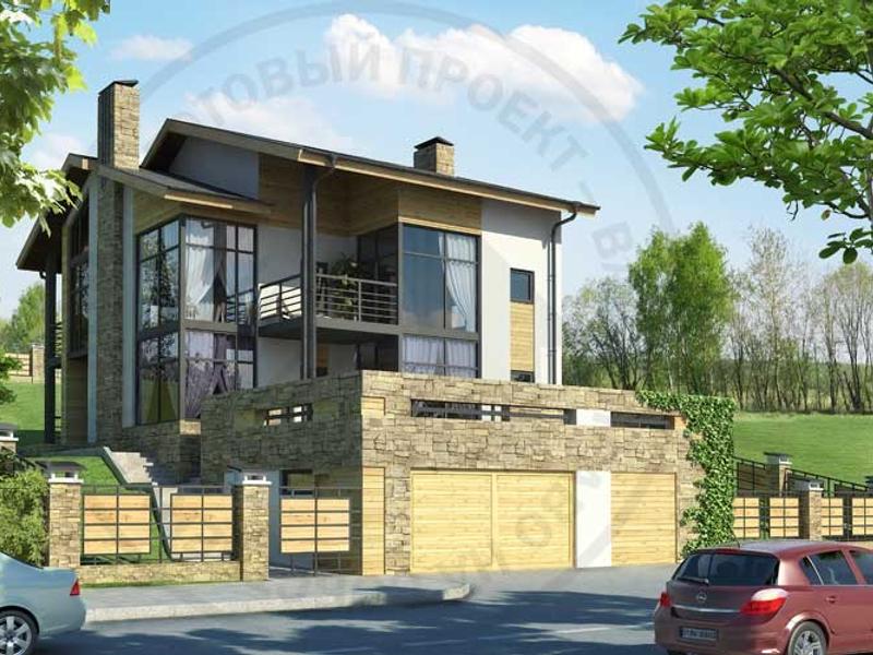 Стильный коттедж для строительства на рельефе - изображение 1